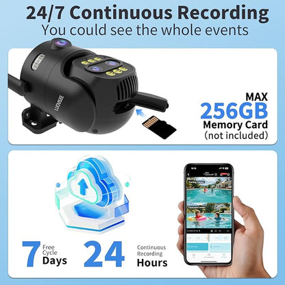 Triple-Lens Outdoor Security Camera Auto Zoom & Tracking,with 10X Hybrid Zoom,Wired 2.4G/5G WiFi Camera for Home Security,24/7 Continuous Recording,Plug-in Power,Work With NVR/DVR Surveillance System
