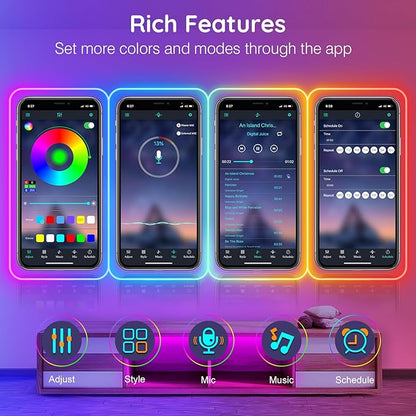 SINLEY Led Neon Rope Lights 60FT,Control with App/Remote,Flexible Led Rope Lights,Multiple Modes,IP68 Outdoor RGB Neon Lights Waterproof,Music Sync Gaming Led Strip Lights for Bedroom Indoor