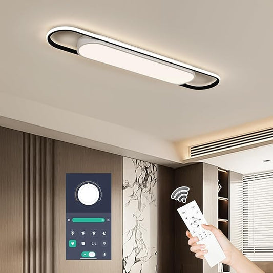 3Ft Smart LED Ceiling Lighting,50W High Brightness Linear Flush Mount Light Fixture,36.2" Dimmable Led Ceiling Lamp with Remote Control for Kitchen,Garage,Hallway,Laundry,Study Room.