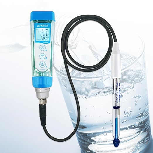 Apera Instruments PH60Z-PW Smart Handheld pH Meter Tester Kit with LabSen 805 ATC pH Electrode for Lab-Grade pH Measurement in Pure Water, Water Solutions with Low Ionic Strength or Low Temperature