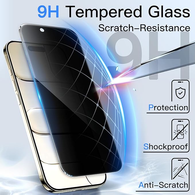 JETech Privacy Screen Protector for iPhone Air, Anti-Spy Tempered Glass Film with Easy Installation Tool, 6.5-Inch Display, 2-Pack