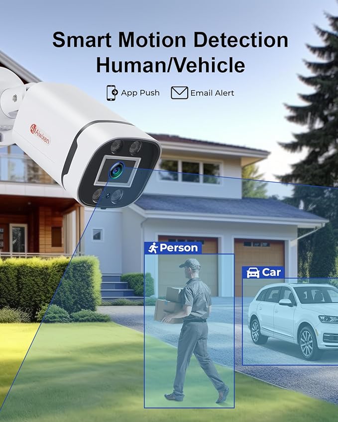 8CH H.265+ 3K Lite Wired CCTV Security Camera System with Human Vehicle Detection, 4X IP68 5MP Surveillance Camera for Indoor Outdoor, 512GB Hard Drive for 24-7 Recording, Remote Access