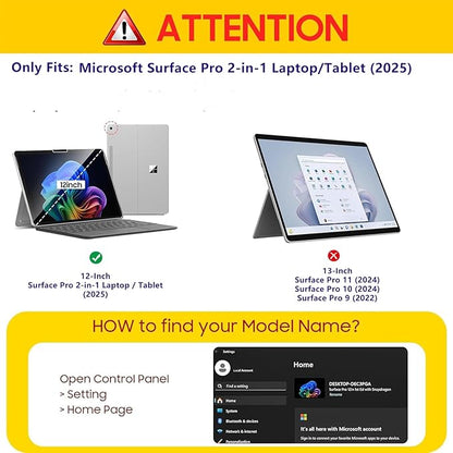 ProCase Privacy Screen Protector for Surface Pro 12 Inch 2025, Anti-Spy Tempered Glass Film Guard for 12" Surface Pro 2025 Release