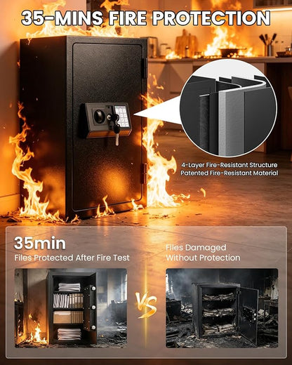 [𝟑𝟓𝐌𝐢𝐧 𝟏𝟕𝟎𝟎°𝐅] Fire Proof Safe for Home Documents 4.5 Cuft