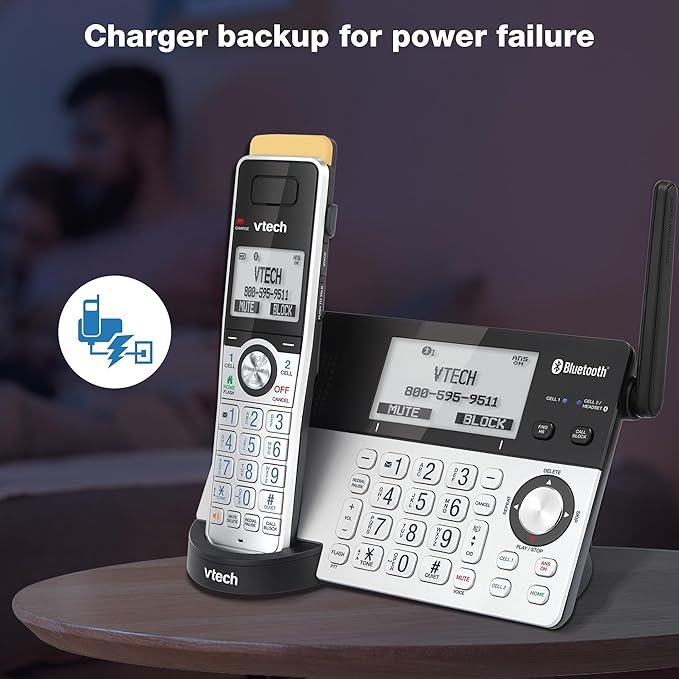 VTech IS8151 Super Long Range DECT 6.0 Cordless Phone for Home with Answering Machine, 2300 ft Range, Call Blocking, Bluetooth, Headset Jack, Power Backup, Intercom, Expandable to 12 HS