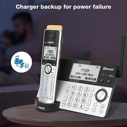 VTech IS8151 Super Long Range DECT 6.0 Cordless Phone for Home with Answering Machine, 2300 ft Range, Call Blocking, Bluetooth, Headset Jack, Power Backup, Intercom, Expandable to 12 HS