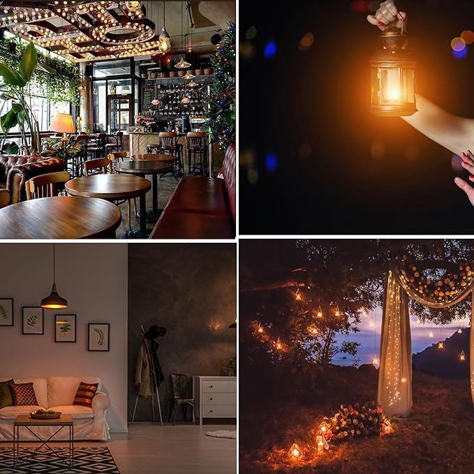 Dimmable LED Edison Light Bulbs 4W 40 Watt Vintage Warm A19 E26 2200K Light Bulbs Antique Spiral Decorative Amber Light Bulbs, CRI 90+, Pack of 2