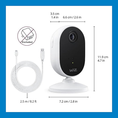 WiZ Home Monitoring Starter Kit Includes Indoor Security Camera, 1080p HD Video with Motion Detection and Full-Duplex Audio + 60W A19 Color LED Smart Bulb - Pack of 3