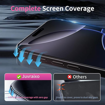 Juvraixo for iPhone 17e / 16e / iPhone 14 / iPhone 13 / iPhone 13 Pro [6.1 Inch] Privacy Screen Protector Anti-Spy Tempered Glass Gradient Purple Colorful Private Anti Blue Light Full Coverage Anti-Scratch HD Easy Installation Frame 2 Pack
