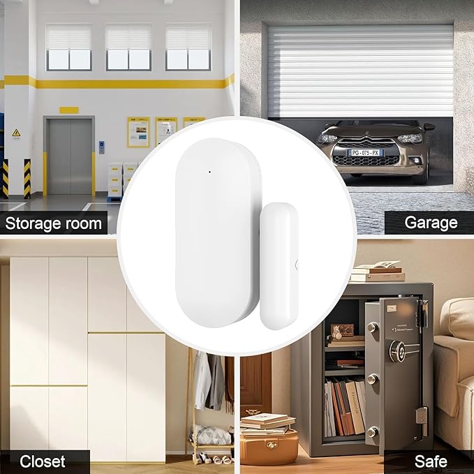 Door and Window Alarms for Home,No Hub NO Monthly Fee Door Alarms for Kids Safety,WiFi-Connected for Smart Life or Tuya APP Control,Compatible with Alexa,Easy to Install,Long Battery Life