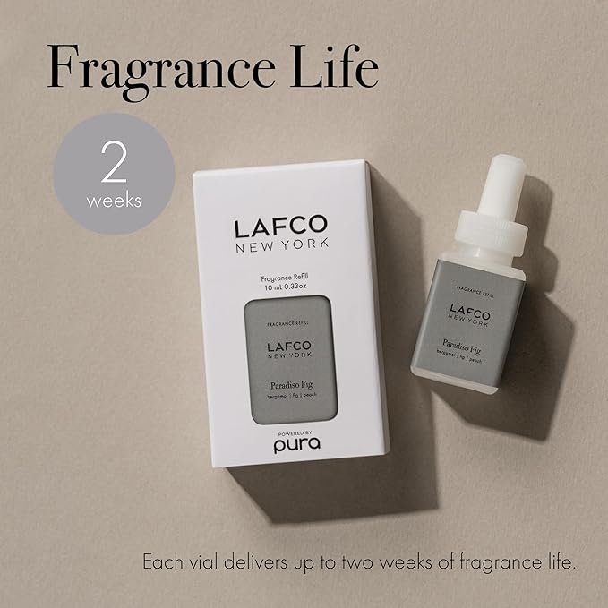 LAFCO New York Pura Smart Device Refill, Paradiso Fig - Pack of 2 - Each Vial Delivers Up to 2 Weeks of Fragrance Life - Made in the USA