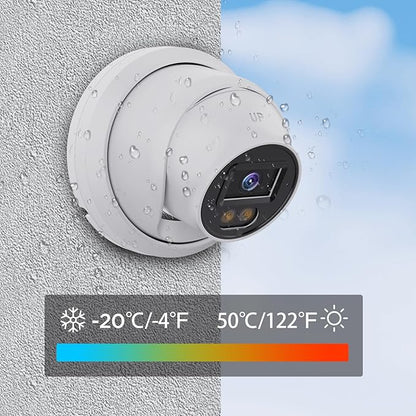 4K PoE IP Dome Camera Outdoor, 8MP Wired Turret Camera, AI Human Vehicle Detection, Built-in Mic, IP67 2.8mm Lens, 100ft Smart Dual Lights Full Color Night Vision, PD93BA1-8MD
