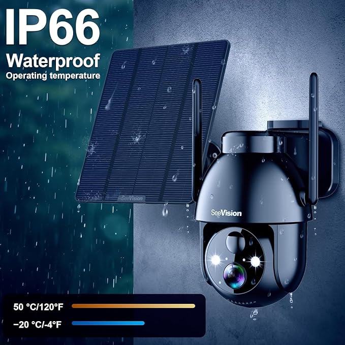 SeeVision 4G LTE Cellular Security Camera, No WiFi with Built in SIM Card, Solar Security Cameras Wireless Outdoor Featuring 3MP 2K HD, PIR Motion Detection, Color Night Vision, 2-Way Talk