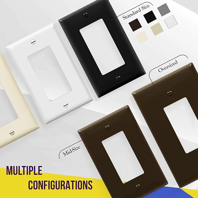 ENERLITES Triple Decorator Switch Cover, Three Gang Outlet Wall Plate, Gloss Finish, Mid-Size 3-Gang 4.88" x 6.77", Unbreakable Polycarbonate Thermoplastic, UL Listed, 8833M-BR, Brown
