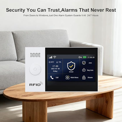 PGST Wireless Alarm System for Home Security,No Monthly Fee,4.3 Inch Touchscreen,Door and Motion Sensors,Work with Alexa and Google Home for Apartment,Garage