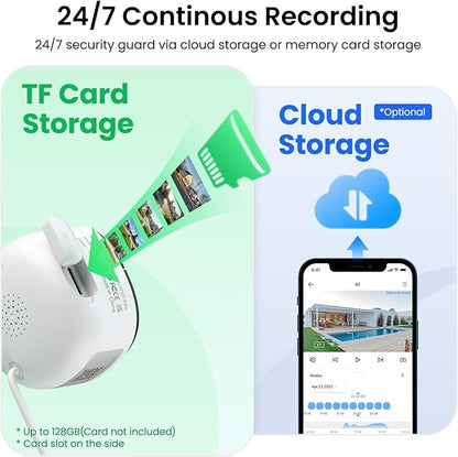 INFIYA 2K Window Cameras for Home Security- 5Ghz & 2.4Ghz WiFi Window Camera, Color Night Vision, Motion & Human Detection, Continuous 24/7 Recording, Cloud(Optional) & Local Storage, K1 1P