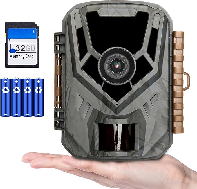 KJK Mini Trail Camera, 36MP 2.7K Game Camera with Night Vision 0.1s Trigger Time Motion Activated 130°Wide-Angle, Waterproof Trail Cam with 2.0” HD TFT Screen, Hunting Camera for Wildlife Monitoring