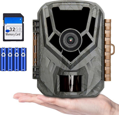 KJK Mini Trail Camera, 36MP 2.7K Game Camera with Night Vision 0.1s Trigger Time Motion Activated 130°Wide-Angle, Waterproof Trail Cam with 2.0” HD TFT Screen, Hunting Camera for Wildlife Monitoring