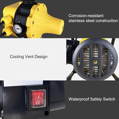 TDRSUPER 1 HP Shallow Well Jet Pump with Automatic Pump Control, Smart Pressure Switch System, Stainless Steel Water Pump for Home Garden Irrigation