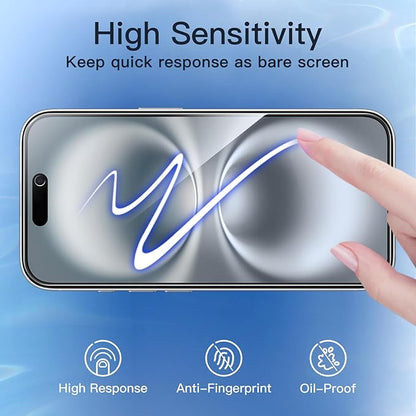 JETech Privacy Screen Protector for iPhone 16 6.1-Inch, Anti-Spy Tempered Glass Film with Easy Installation Tool, 2-Pack