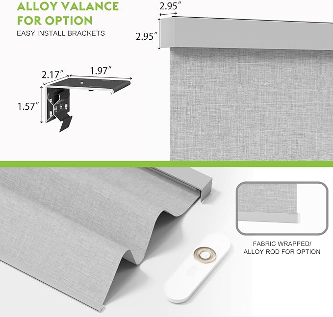 Motorized Blinds with Remote，100% Blackout Smart Blinds Motorized Roller Shades Compatible with Alexa Automatic Blinds for Windows Electric Window Blinds Customized Size Light Gray Mist