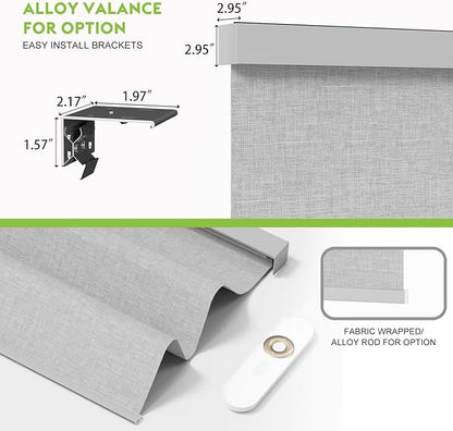Motorized Blinds with Remote，100% Blackout Smart Blinds Motorized Roller Shades Compatible with Alexa Automatic Blinds for Windows Electric Window Blinds Customized Size Light Gray Mist