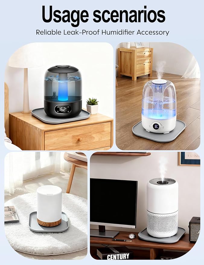 Silicone Humidifiers Tray for LEVOIT, Dreo, Homvana, ASAKUKI Humidifiers - Leak-Proof & Moisture-Proof Design, Floor Drying Function to Protect Floor Surface