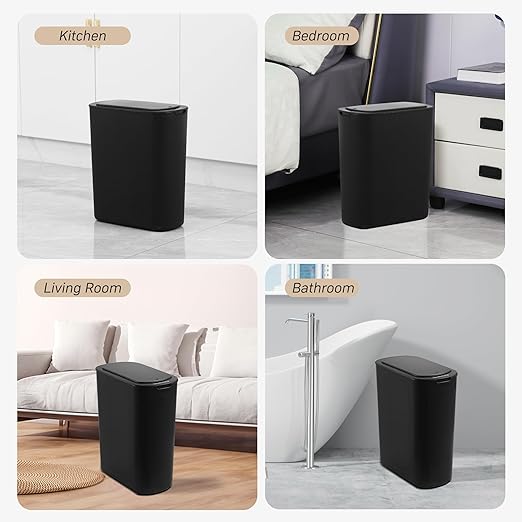 FRESHLIX Automatic Bathroom Garbage Bin with Lid, 5 Gallon Touchless Trash Bin, Smart Electric Narrow Waterproof Trash Can for Toilet, Office, Kitchen, Bedroom, Living Room
