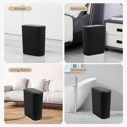 FRESHLIX Automatic Bathroom Garbage Bin with Lid, 5 Gallon Touchless Trash Bin, Smart Electric Narrow Waterproof Trash Can for Toilet, Office, Kitchen, Bedroom, Living Room