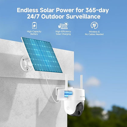 ARENTI 4G LTE Cellular Solar Security Camera Outdoor with AOV 24/7 Recording, 2K HD 10040mAh Battery 8W Solar Camera Outdoor Wireless 360° PTZ Motion Alerts Two-Way Audio IP65, Compatible with Alexa