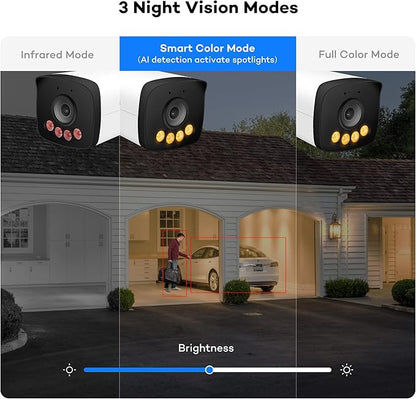 ONWOTE PoE IP Security Camera, 2 Way Audio, Smart Color Night Vision, AI Human Vehicle Detection, 134° Wide View, Commercial Wired CCTV for Business Home, Add-on to NVR System, Indoor/Outdoor