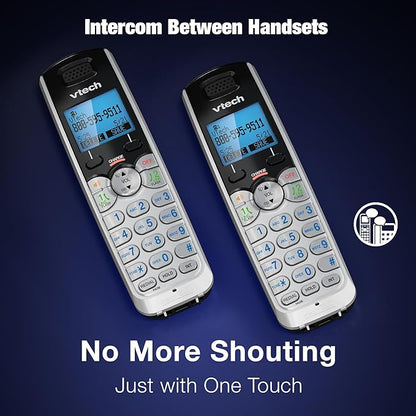 VTech Accessory Handset for DS6151 Series with 2-Line Cordless Phone, Suitable for Small Business or Home, Answering System, Expandable up to 12 Handsets, Intercom, Conference | DS6101 (Black/Silver)