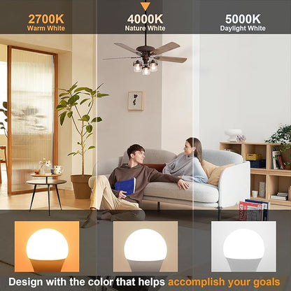 comzler 12 Pack E26 LED Light Bulb, 4000K Natural White 6 Watt 60W Equivalent Small Light Bulbs, A15 Shape Medium Screw Base for Ceiling Fan, CRI 85+, 400Lumen, Non-Dimmable, Home Lighting Decorative