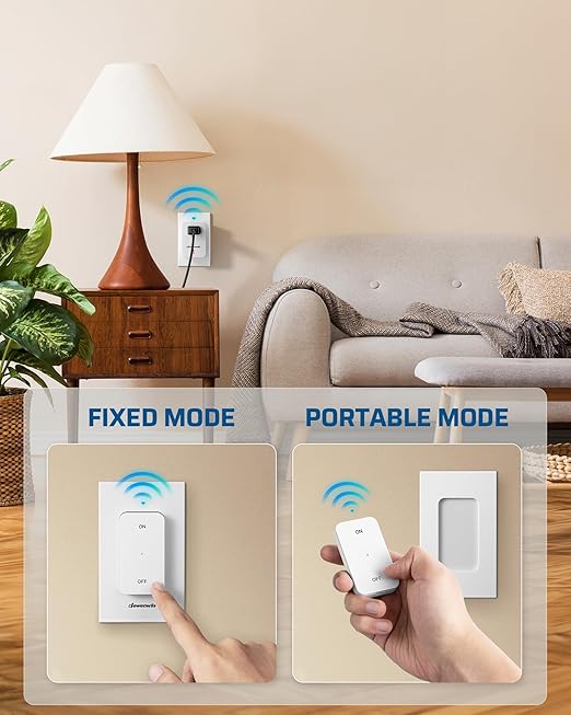 DEWENWILS Remote Control Outlet with Magnetic Base, 100 FT RF Signal Wireless Outlet, Wireless Light Switch, 15A/1875W Remote Outlet Switch for Lamps, Fans, Household Appliance