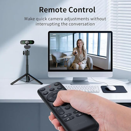 EMEET NOVA 4K Dual-Camera 4K Webcam for PC, Wide-Angle and Telephoto Cameras, Max 11X Hybrid Zoom, PDAF Focus, Remote Control, RGB Lights, Webcam with Microphone for Business or Personal Online Calls