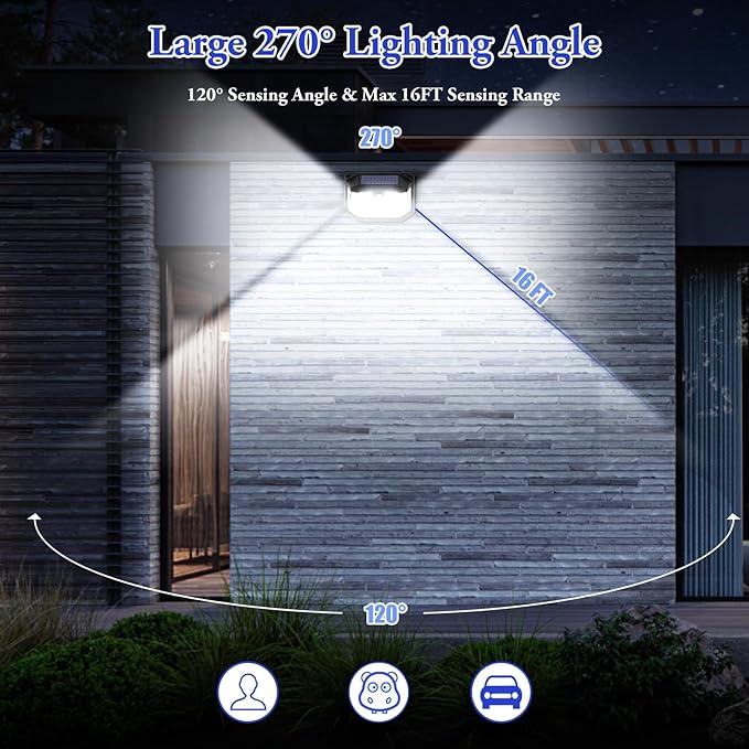 4-Pack Solar Wall Lights Outdoor with 3 Modes & Reflector, Waterproof Bright 178 LEDs Motion Sensor Security Lights, Solar Powered Flood Lights for Patio Garden Yard Porch Garage Front Door