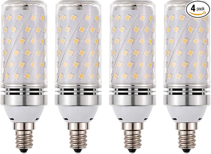 RAYHOO Candelabra LED Bulbs Incandescent 80-100W Bulb Equivalent, Standard Medium E12 Base,1000Lumens Non-Dimmable,4 Pack(Warm White 3000K)