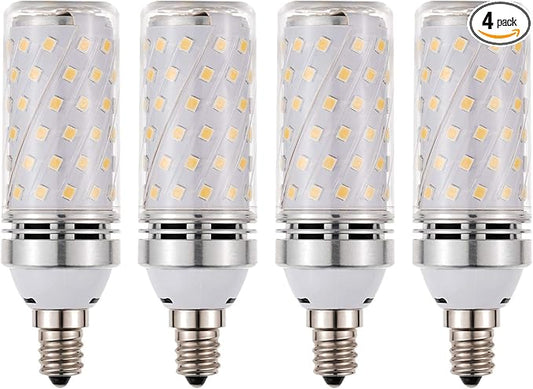 RAYHOO Candelabra LED Bulbs Incandescent 80-100W Bulb Equivalent, Standard Medium E12 Base,1000Lumens Non-Dimmable,4 Pack(Warm White 3000K)