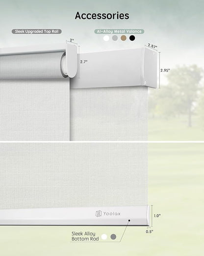 Yoolax Motorized Blinds with Remote, Sheer Smart Roller Shades Work with Alexa, Google, Apple Homekit, Custom Automatic Shades with Voice Control for Living Room (Airy White)