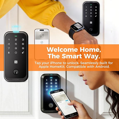 Apple Home Key Smart Lock for Front Door, HomeKit Compatible Fingerprint Keypad Deadbolt with Built-in WiFi, Remote App Access, Auto Lock, Alexa Compatible, Matte Black