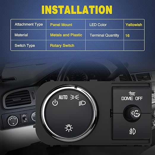 Nilight Headlight Dimmer Switch Compatible with 2007 2008 2009 2010 2011 2013 Chevy Silverado 1500 2500HD 3500HD Tahoe 2007-2014 GMC Sierra 2500HD 3500HD Yukon Greenish LED Light
