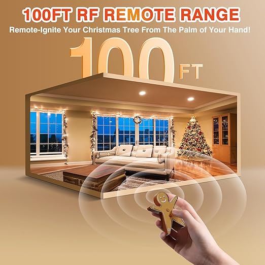 Remote Control Outlet for Christmas Tree Lights, Gingerbread Man Wireless Remote Switch, Christmas Tree Remote Control with Built-in Music Feature, 100Ft Range