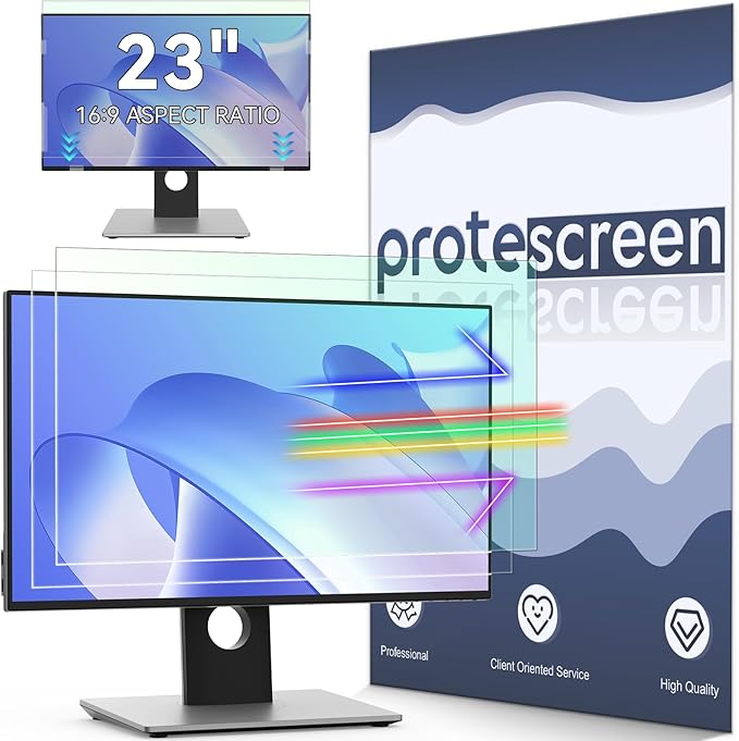 [2-Pack] 23 Inch Anti Blue Light Screen Protector Compatible with Lenovo Hp Dell Acer Asus Samsung etc Monitor 16:9 Aspect, Removable Anti Glare Filter Uv Blocker Shield Eye Protection Film Laptop