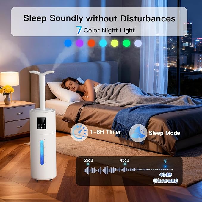 Smart Humidifiers for Large Room Bedroom Home 1800 sq.ft, 17L/4.5Gal Large Humidifier with Extension Tube & 3 Mist Modes, Top Fill Whole House Cool Mist Humidifiers for Plant Commercial Office
