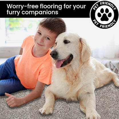 Smart Squares Easy Street Premium Plush Carpet Tiles, Made in USA – 18x18 Peel and Stick Floor Tiles with Attached Padding – Seamless DIY Carpet Squares (2.5 Sq Ft, 1 Tile, 1970 Millstone)