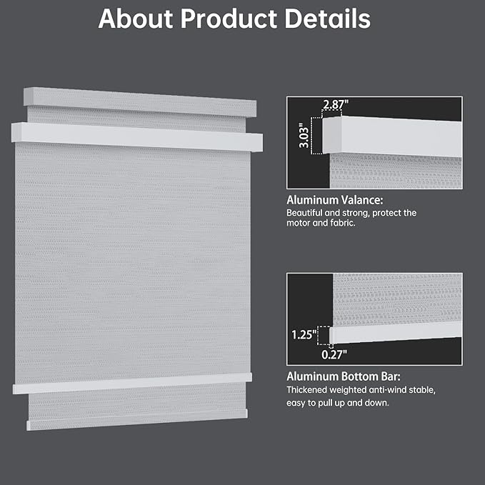 Motorized Blinds with Remote, Blackout Smart Blinds for Windows Automatic Shades Compatible with Alexa, Motorized Shades Customized for Bedroom Home Office (Blackout-Jacquard White)