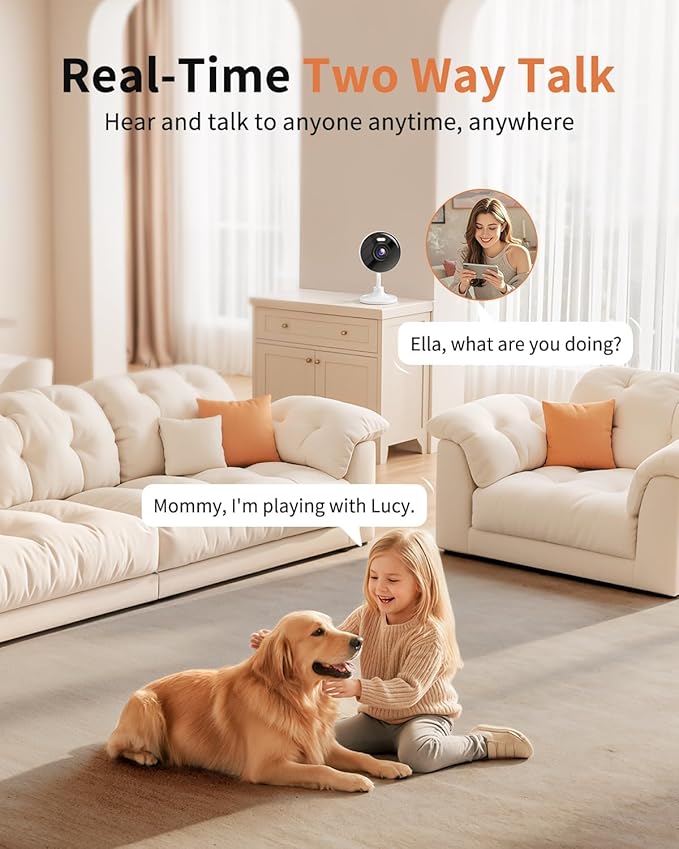 2K Cameras for Home Security, 5G & 2.4G WiFi Security Camera Indoor Outdoor for Baby Pet Dog Cat Nanny, 2-Way Audio, Color Night Vision, Siren, 24/7 Local Recording, IP65, Compatible with Alexa