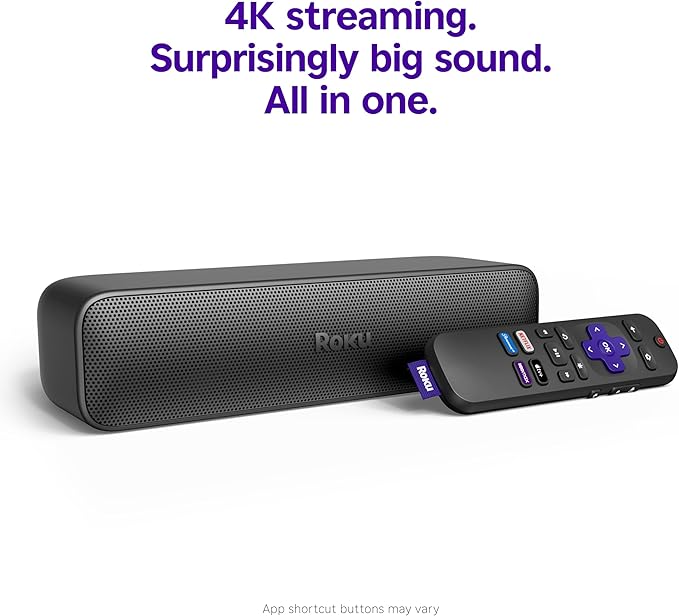 Roku Streambar SE, 4K Soundbar with Built-in Streaming Device | TV Soundbar with Built-in 4K/HD/HDR Streaming & Front Facing Speakers - Included Remote Control
