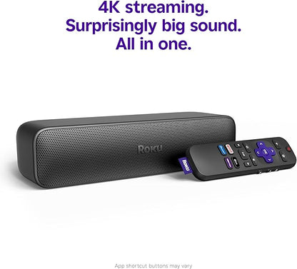 Roku Streambar SE, 4K Soundbar with Built-in Streaming Device | TV Soundbar with Built-in 4K/HD/HDR Streaming & Front Facing Speakers - Included Remote Control