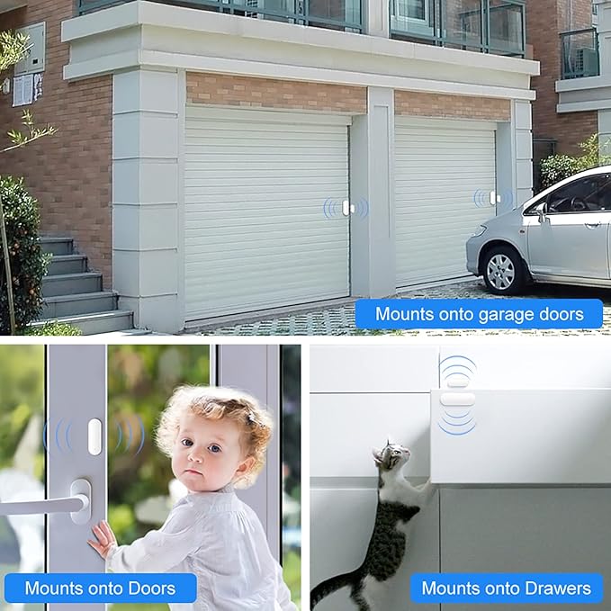 4 Pack WiFi Door Sensor: Smart Window Contact Sensor, App Alerts, Programmable with Tuya/Smart Life Devices for Home Security & Smart Home Automation, Compatible with Alexa Google Assistant